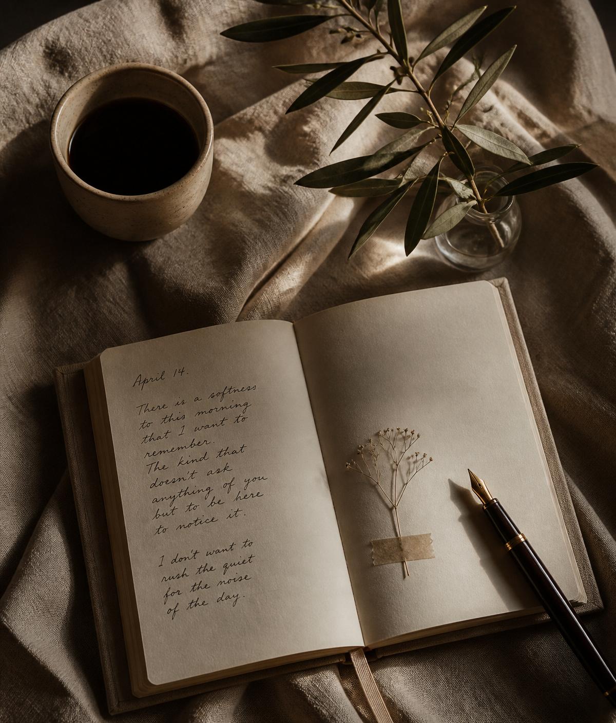 Open journal with hand-lettered mantra 'Regain Your Femininity. Reinvent Your Life.' — the Feminine Reinvention Strategist's guiding philosophy